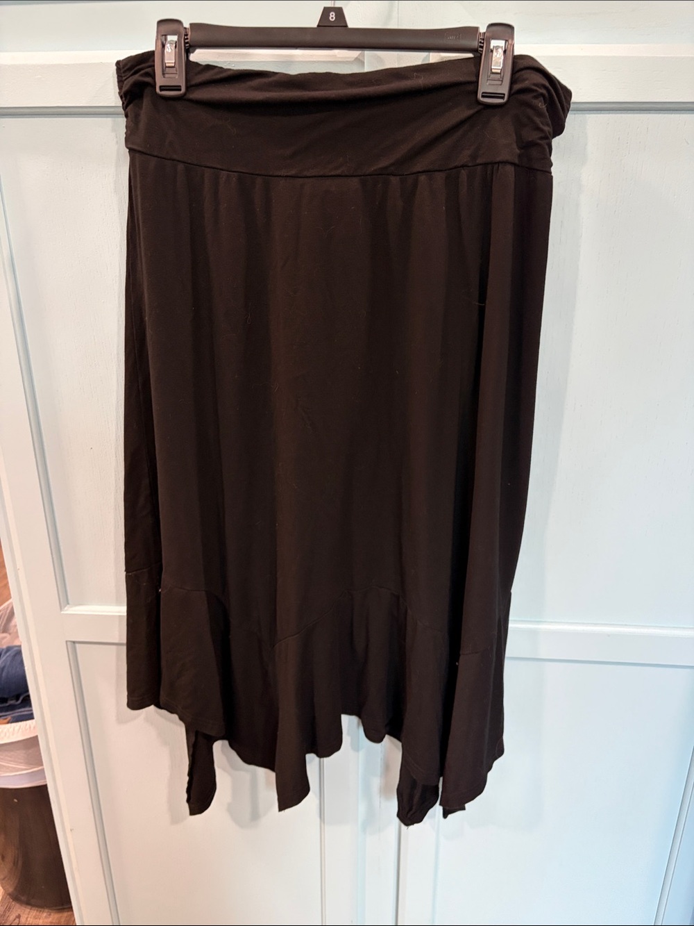Women's Asymmetrical Black Skirt with Flowy Hem